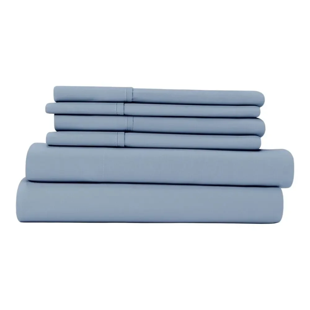 ienjoy Home Solids in Style 6 Pc Sheet Set Blue Full Size
